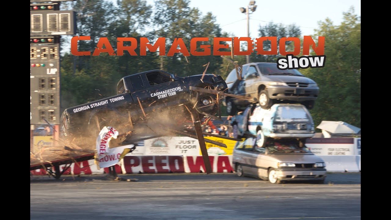 Car Pile Jump Stunt Gone Wrong - Carmageddon Show