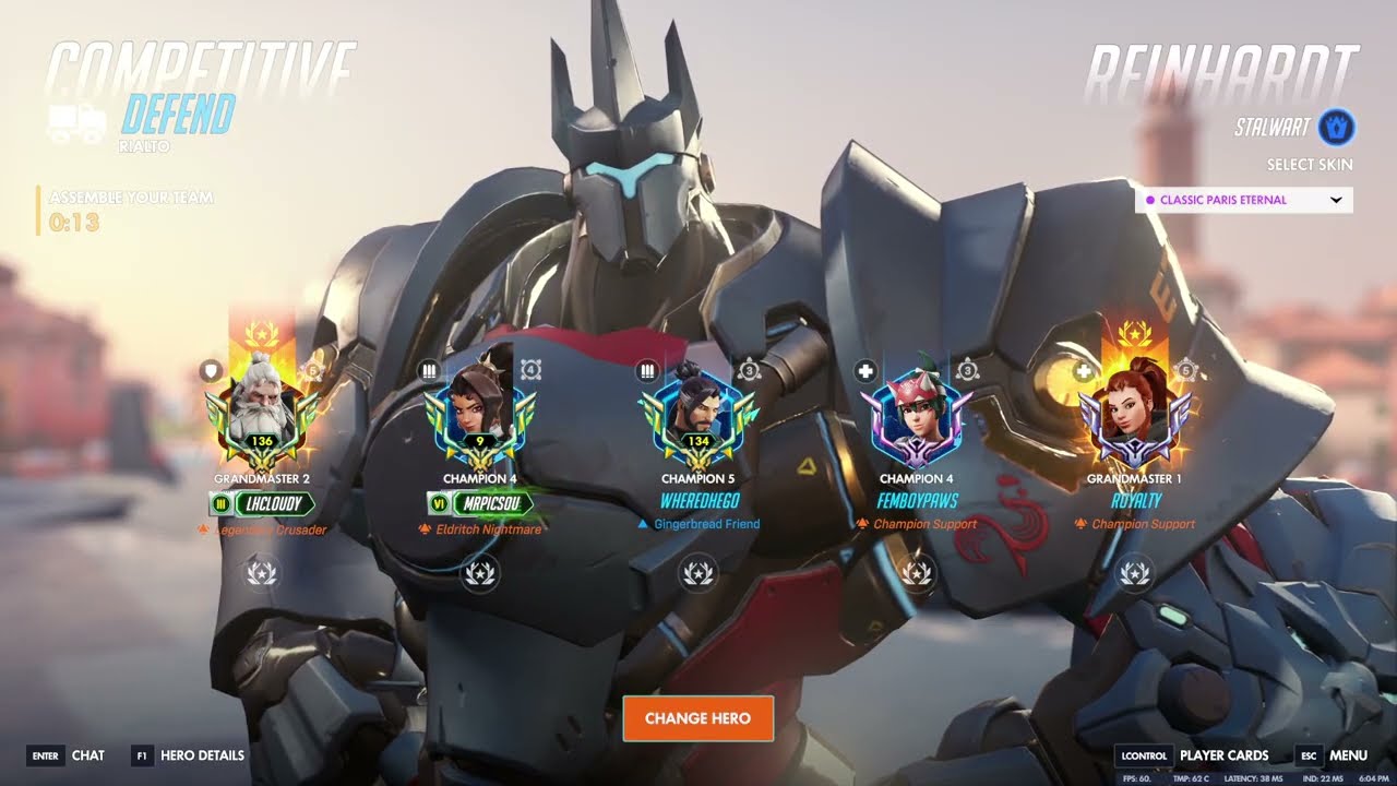 LHCLOUDY Райнхардт БОГ Overwatch Сезон 1 Топ-500