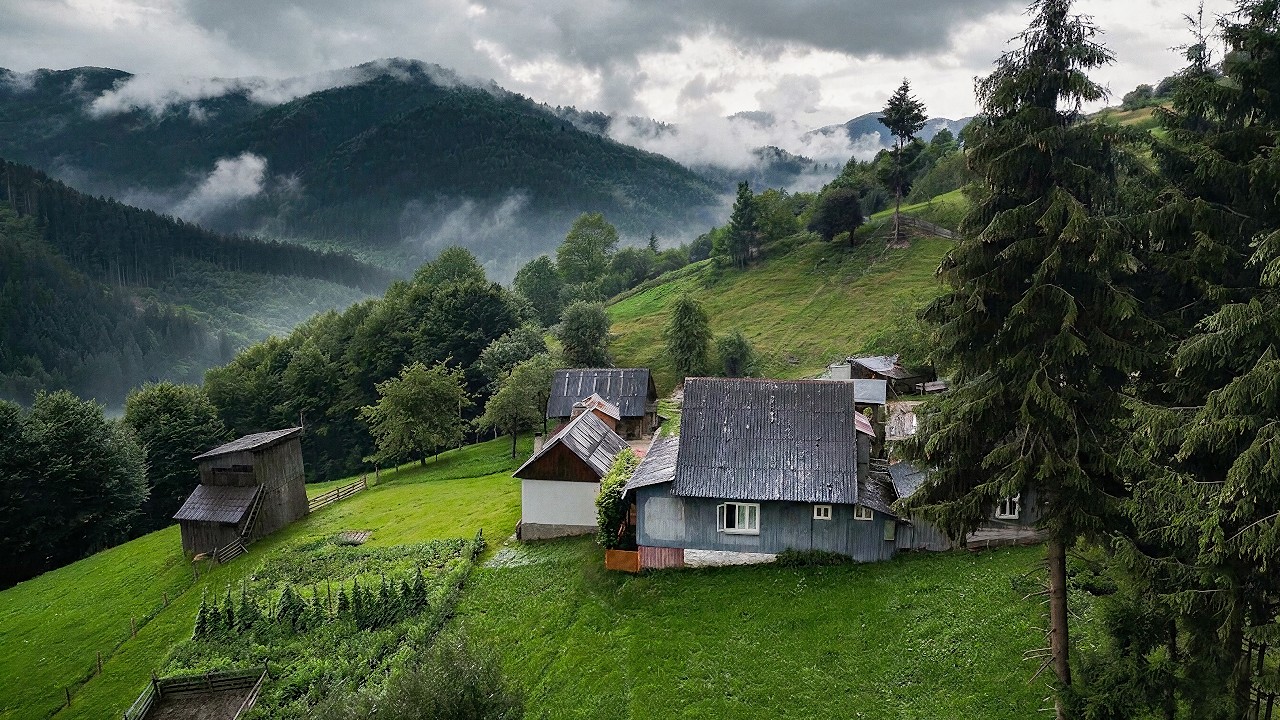Family's Life in Their Own Cozy World Among Majestic Mountains and Animals