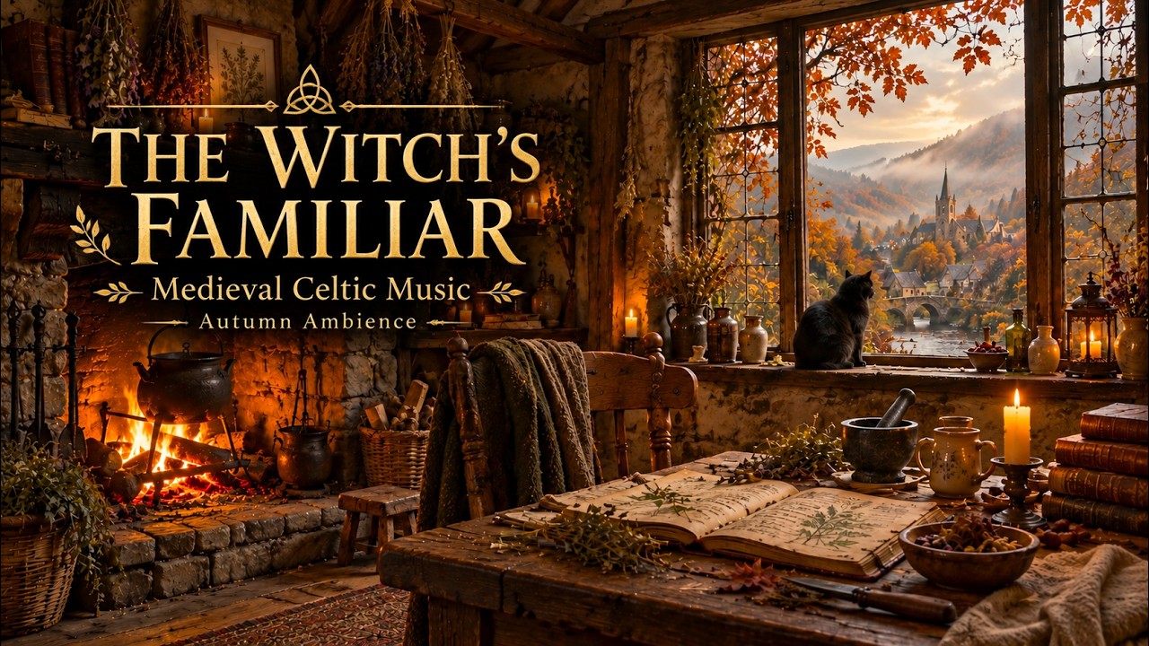 The Witch&rsquo;s Familiar | Medieval Autumn Music & Cozy Fireplace Ambience