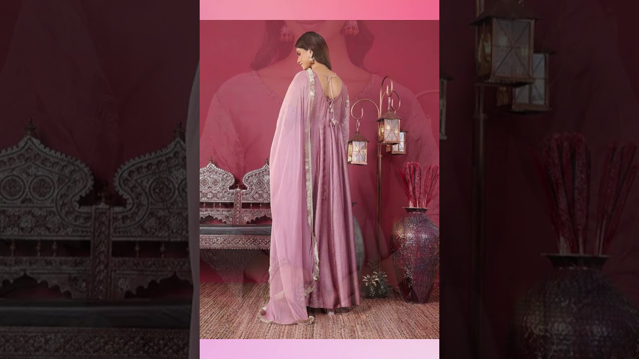 Elegant Mauve Embroidered Kurta with Net Dupatta | Varanga Women's Ethnic Wear