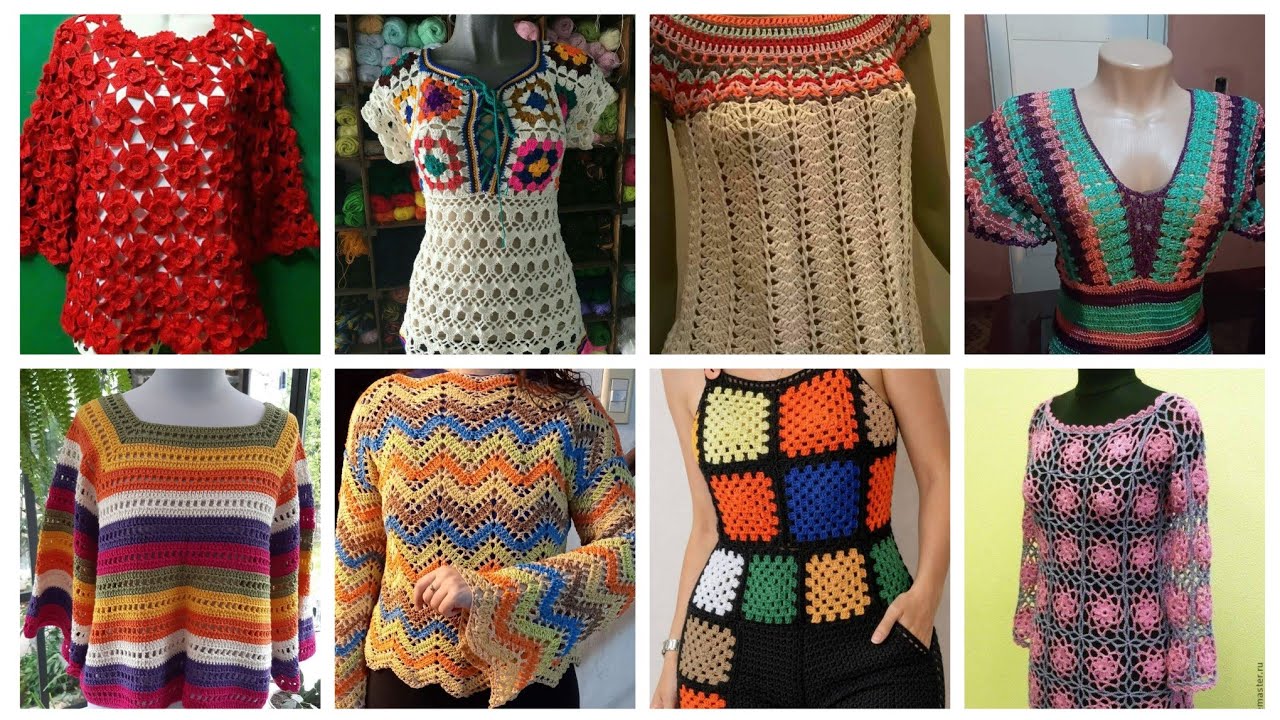 100+ Attractive & stylish crochet Top blouse Designs/crochet blouse Designs for jacket/sarees &Frock