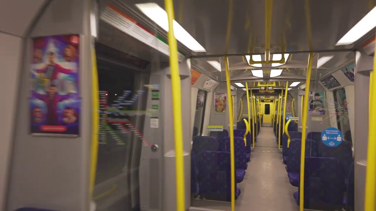 Sweden, Stockholm, Subway night ride from Slussen to Fruängen