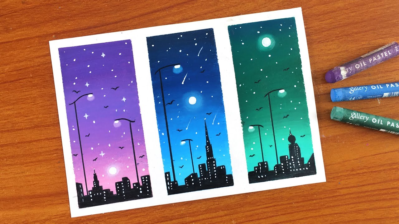 Oil Pastel City scape Painting for beginners | Oil Pastel Drawing