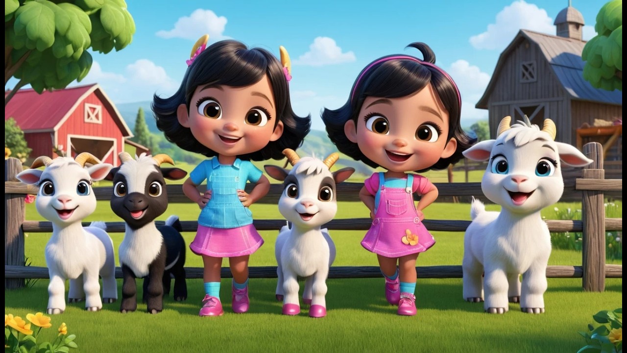 Four Baby Goats 🐐 Fence Jumping Contest 🏆 | Fun Counting Farm Song for Kids | Energetic Nursery