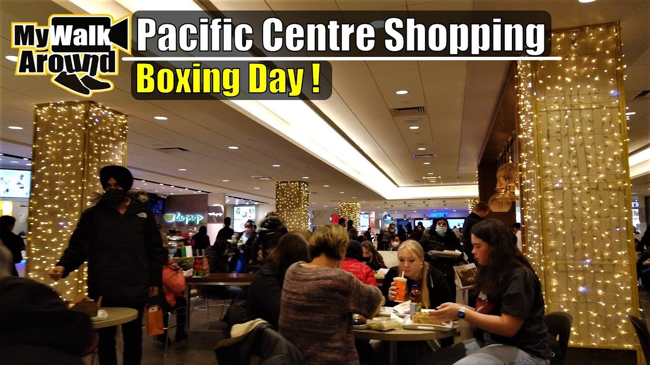 Pacific Centre Jammed with Boxing Day shoppers (Vancouver shopping centre walking tour)