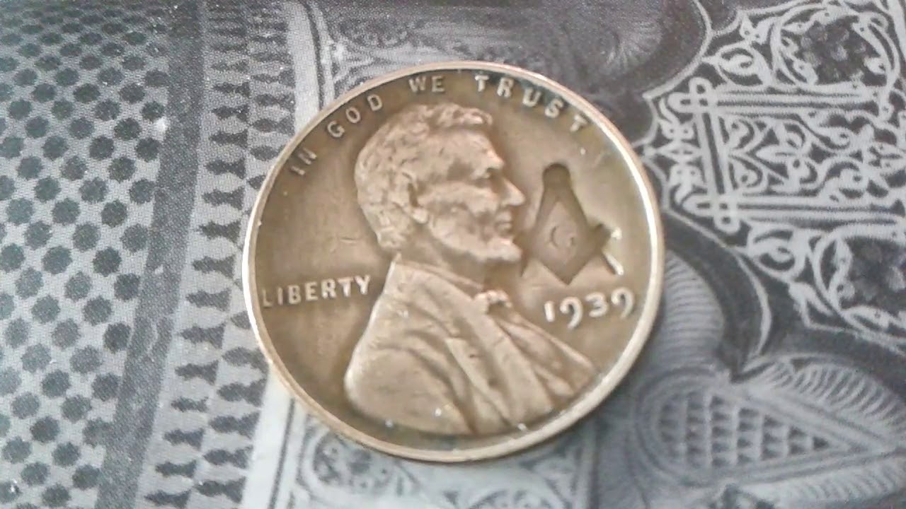 1 cent 1939 penny rare old antique knights Templar, Masonic free Masson 1939 penny