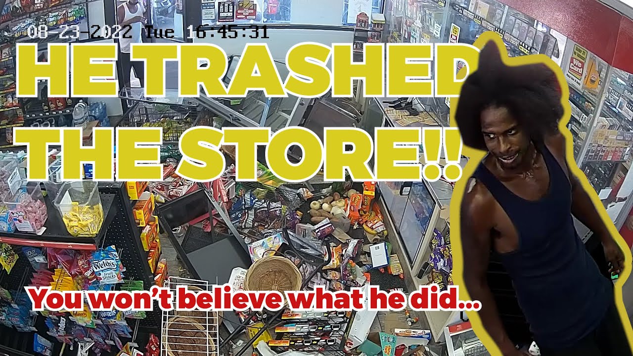 Full Video Of Disgruntled Man Completely Trashing Store and Getting Arrested