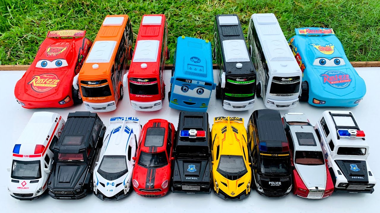 Mobil Mobilan Meluncur Truk oleng, Mobil Ambulan, Mobil Balap, Truk Molen, Truk Sampah, Tayo #8080