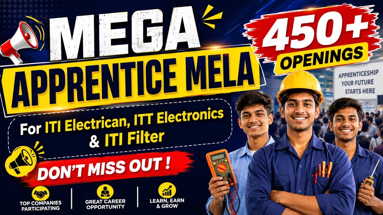Mega Apprentice Mela 2026 | 450+ ITI Apprentice Jobs | Electrician, Electronics & Fitter | Apply Now