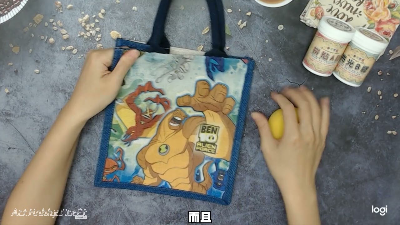 1130822：AB膠使用方式 拼貼麻布袋 蝶古巴特 DECOUPAGE 如何使用AB膠 二劑型拼貼