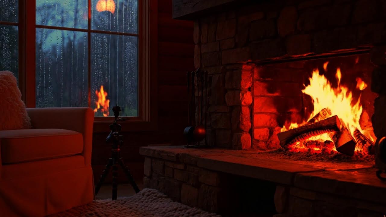 Streaming Cozy Fireplace & Rain Sounds | ASMR for Sleep