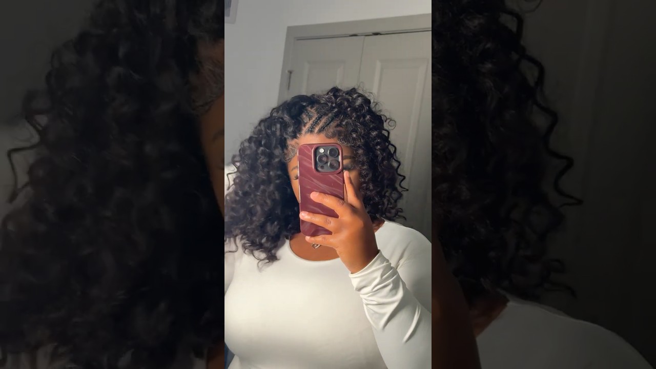 Half Fulani Braids Half Curly Hair 🎀 #hair #hairstyle #braidstyles #naturalhairstyles