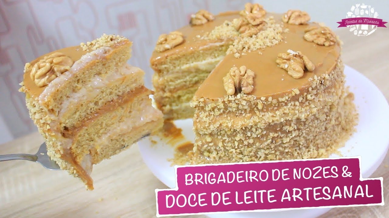 BOLO PROFISSIONAL BRIGADEIRO DE NOZES & DOCE DE LEITE ARTESANAL - #445 - Receitas da Mussinha