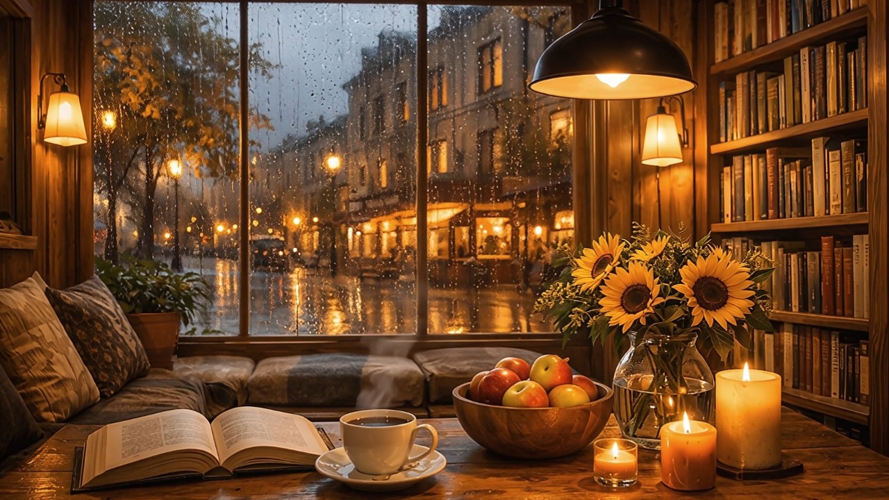 Cozy Café Library Ambience ☕📚 Rainy Autumn Evening  Relaxing Music for Reading & Studying#5