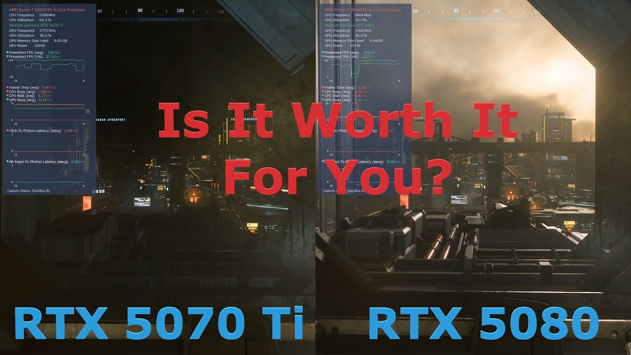 RTX 5070 Ti vs RTX 5080 (1440P, 4K) - Star Citizen & Time Spy Benchmark Undervolting Overclocking