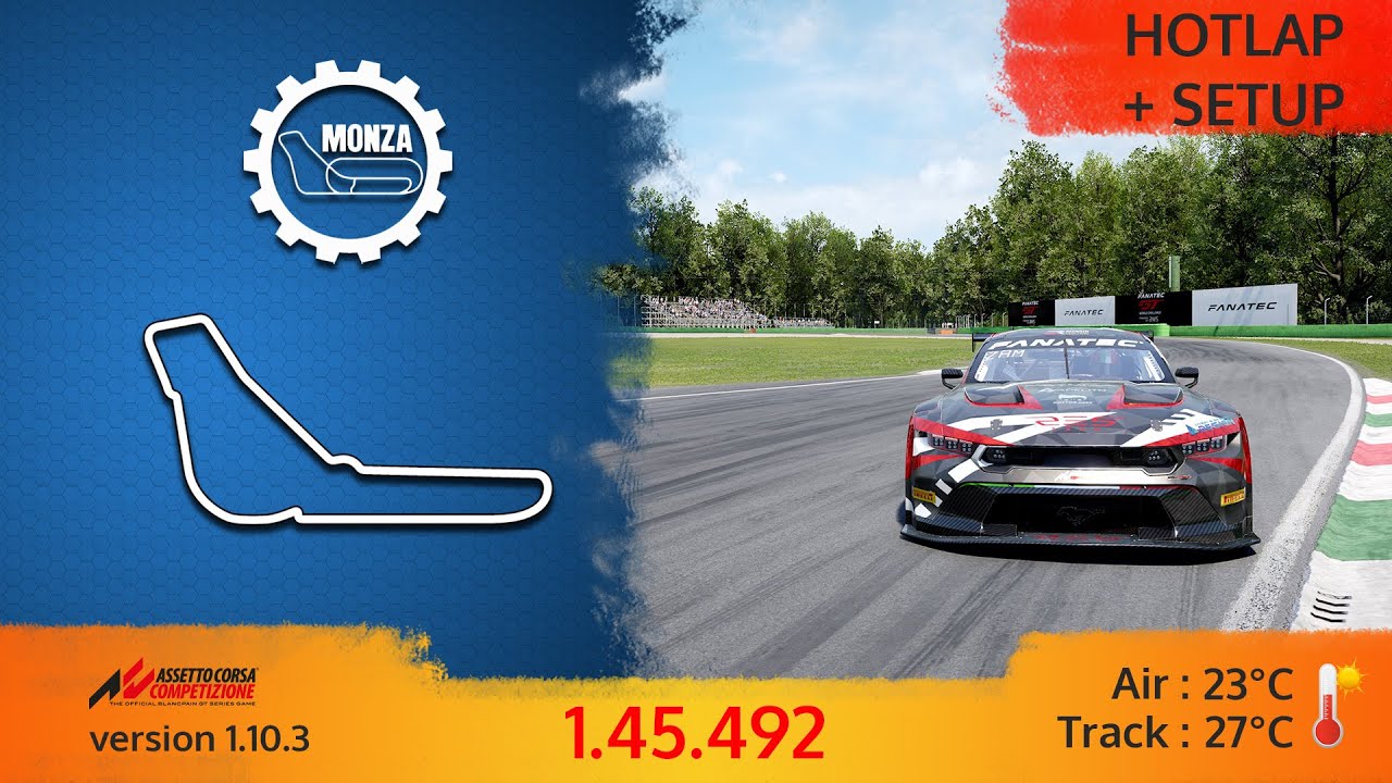 Hotlap 1.45.492 + Setup | Monza | Ford Mustang GT3 | Assetto Corsa Competizione v.1.10.3