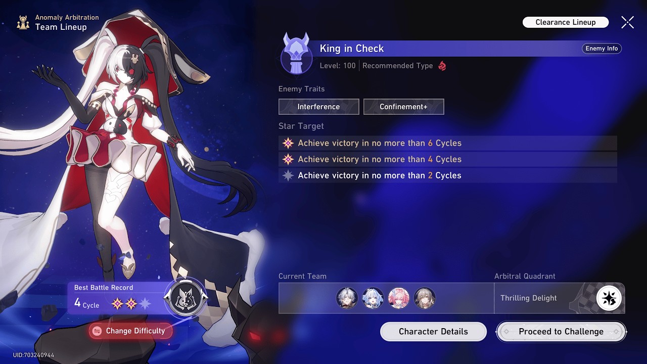 [AA 4.0][2*] E0S2 Phainon 4 cycle vs King in Check