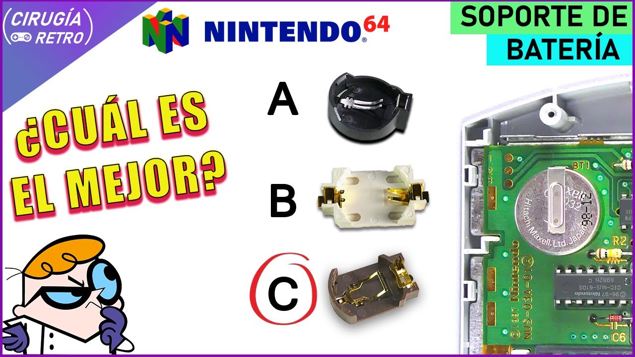El mejor soporte de batería para cartuchos de Nintendo 64 (CR2032) / Super Smash Bros. N64 / 4K