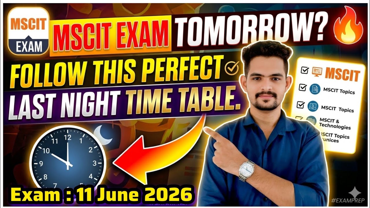 MSCIT Exam Tomorrow? Follow This Perfect Last Night Time Table 🔥 MSCIT Exam 11 June 2026 Best Video 