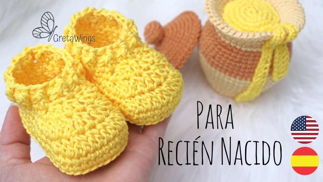 Zapatos para Recién Nacidos tejidos a Crochet Sub 🇺🇸🇪🇸/ GretaWings