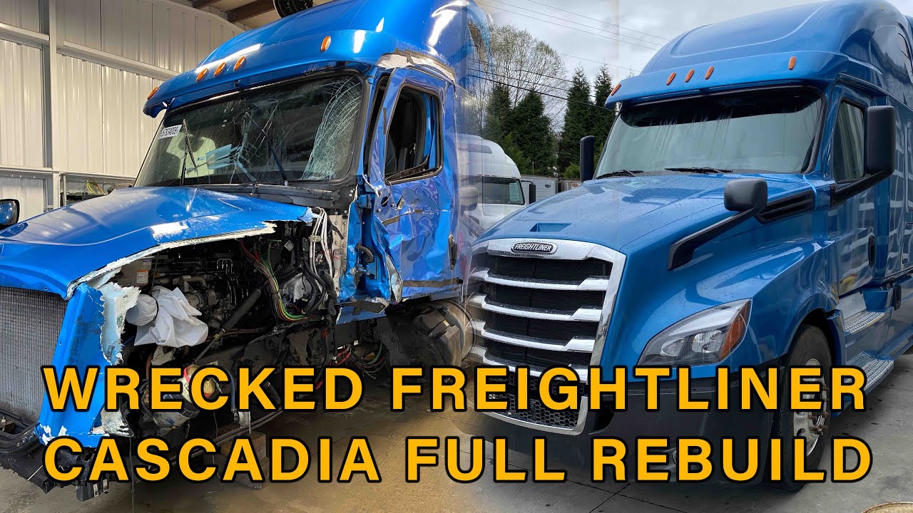 Salvage Freightliner Cascadia Rebuild Totalled Copart Semi-truck Full timelapse