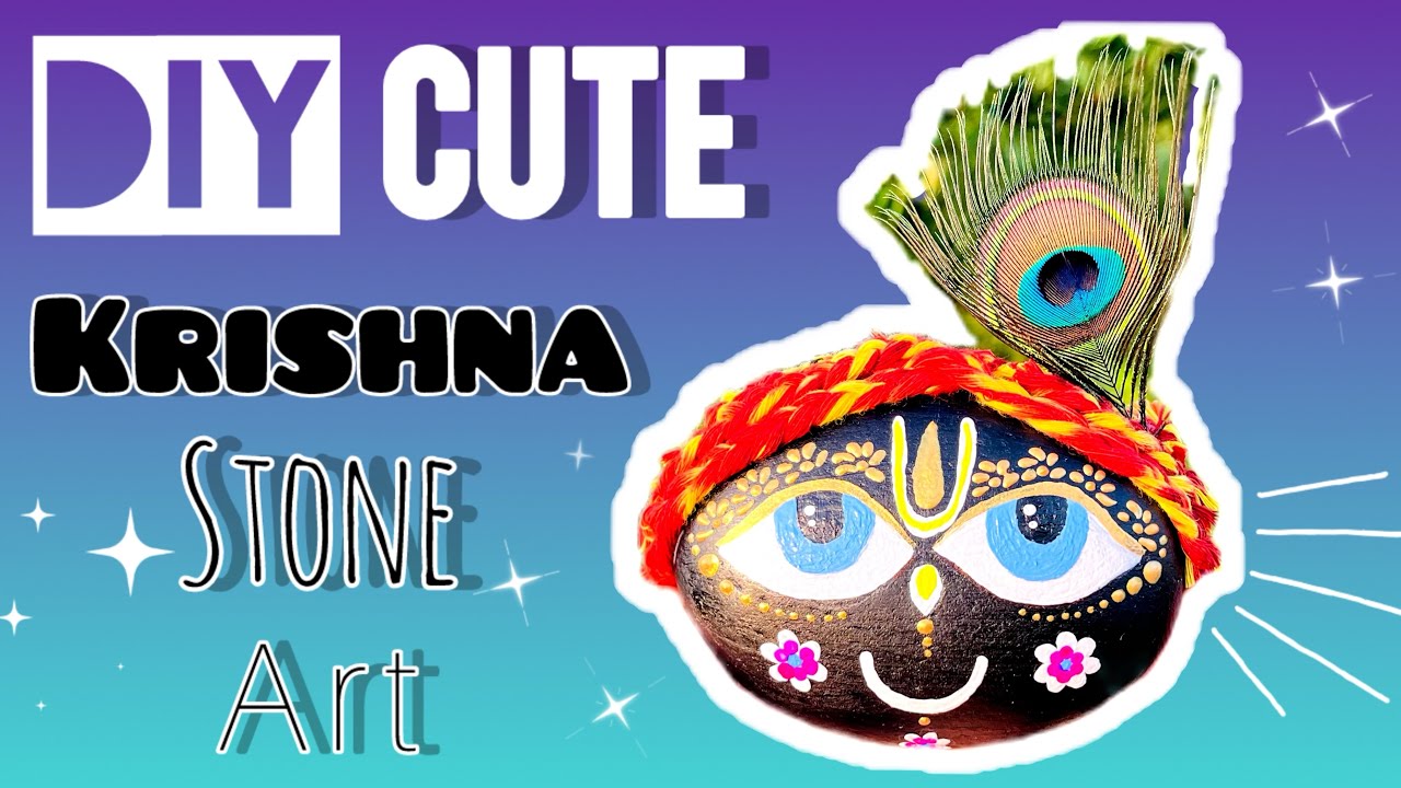 DIY Cute Krishna Stone Art 🌺| Easy stone painting | @MadeByVidhi 
