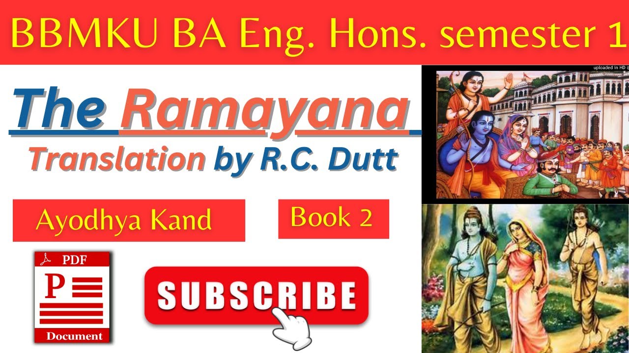 The Ramayana Book 2 Ayodhya Kand translation by RC Dutt || BBMKU BA Eng. Hon. || Semester 1