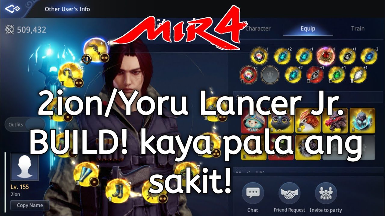 Mir4 - 2ion/Yuro Lancer Jr Build! kaya pala ang sakit ni idol!