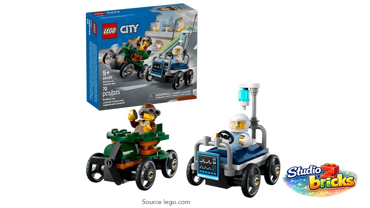 Lego Set 60459 - Pack de bolides de course avion et lit d&rsquo;hopital