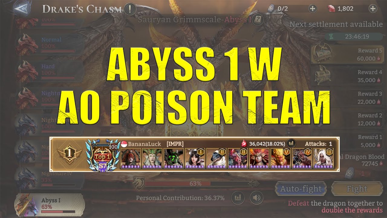 Abyss 1 35K Chest Done! | Full Fight Showcase [Watcher Of Realms]