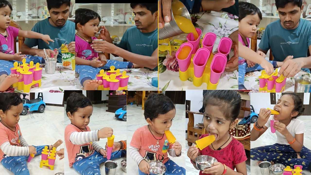 Mango ice cream mangoes 🍦🍦 moulds tho ela chesukunnaro chudandi😊 ice cream chesedaka lolli