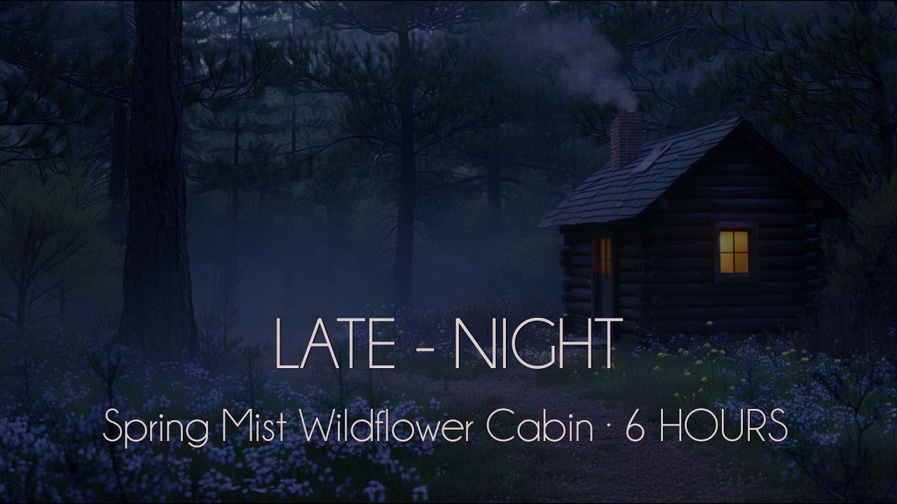 Spring Mist Wildflower Cabin · 6 HOURS | Calm Night Ambience Black Screen
