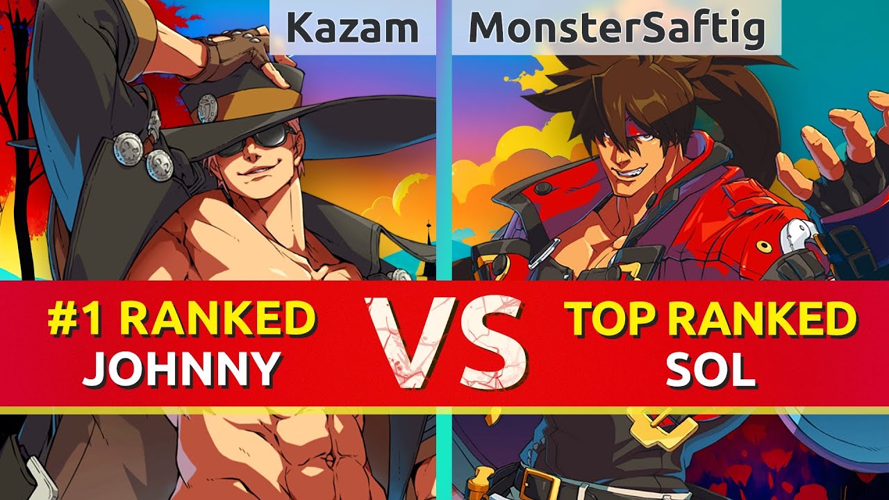 GGST ▰ Kazam (#1 Ranked Johnny) vs Mike Saftig (TOP Ranked Sol). High Level Gameplay