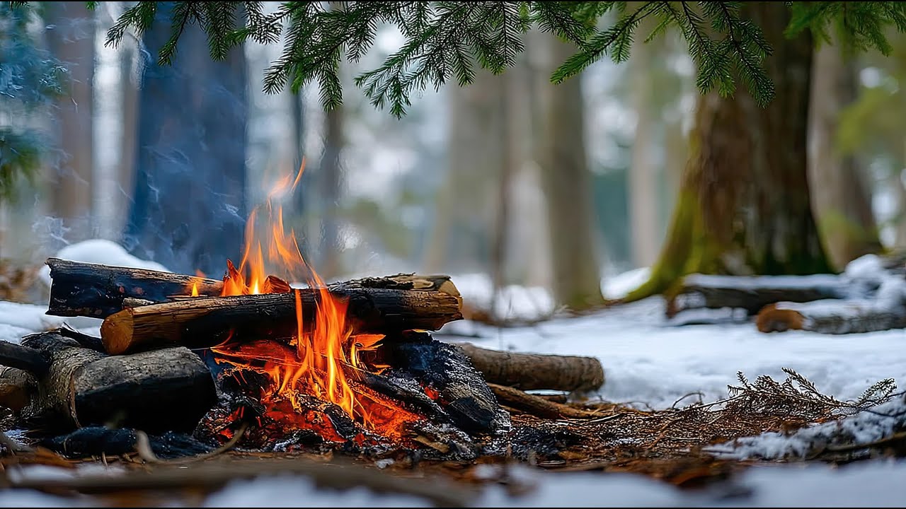 Winter Fire Ambience | Calm Thoughts, Deep Sleep