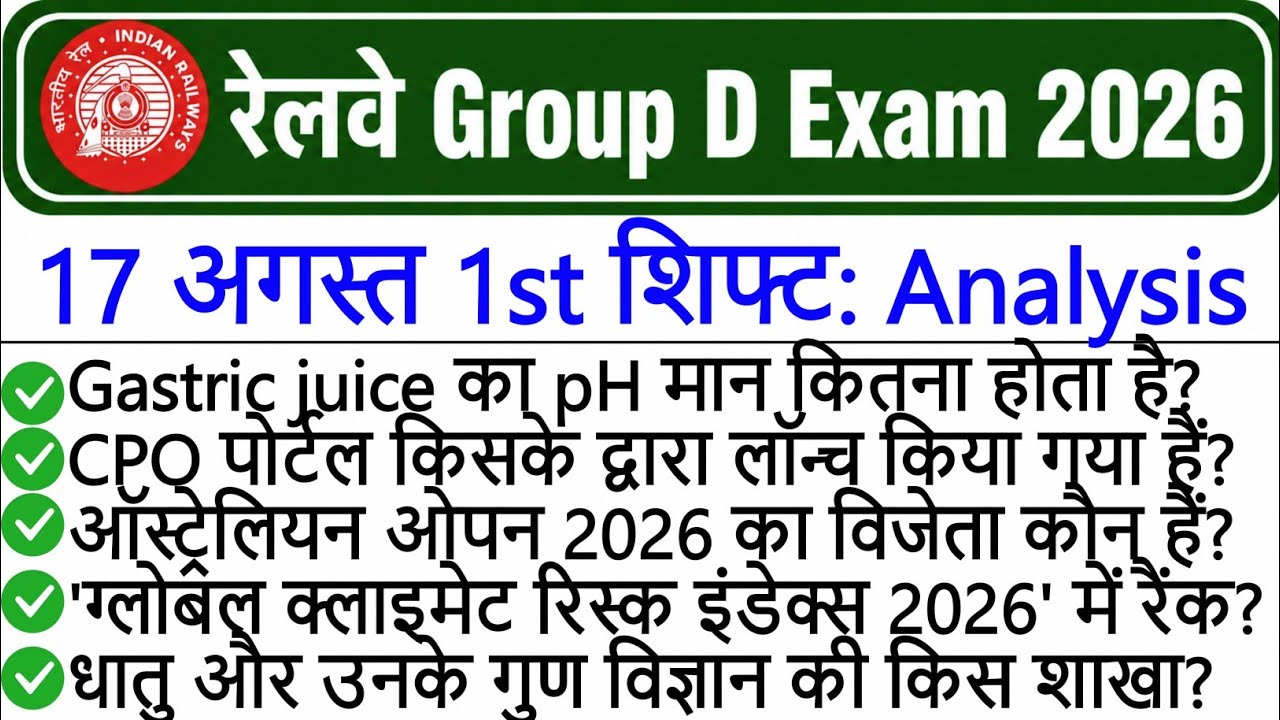 RRB Group D Analysis 2026 | RRB Group D 17 August 1st Shift Analysis | Group D Analysis Today