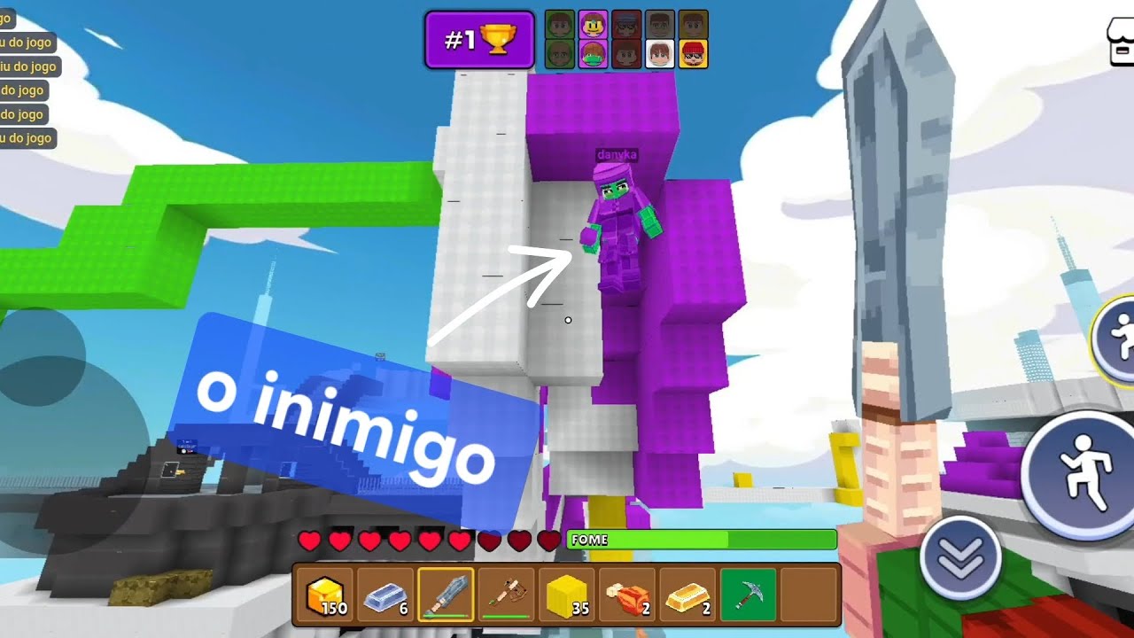 Eu destruir o time roxo no Minefun.io