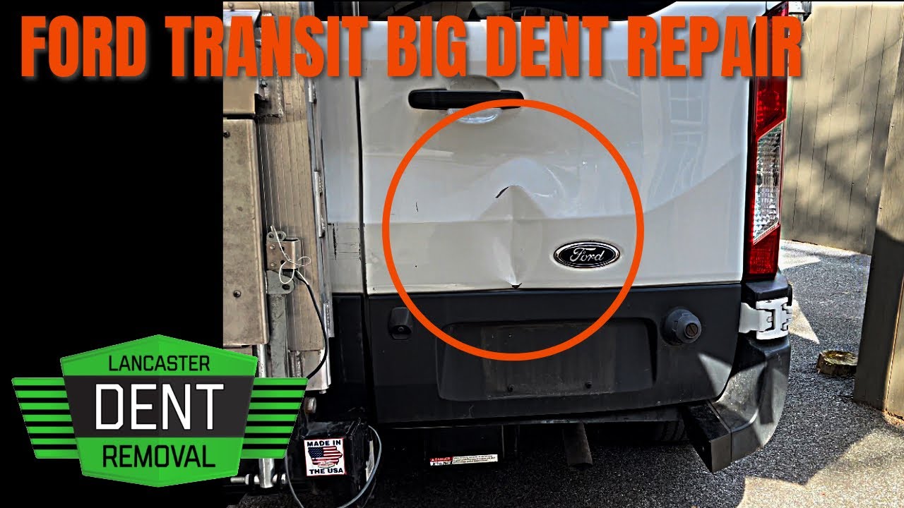 BIG DENT FIXED ON FORD TRANSIT WITH PAINTLESS DENT REMOVAL