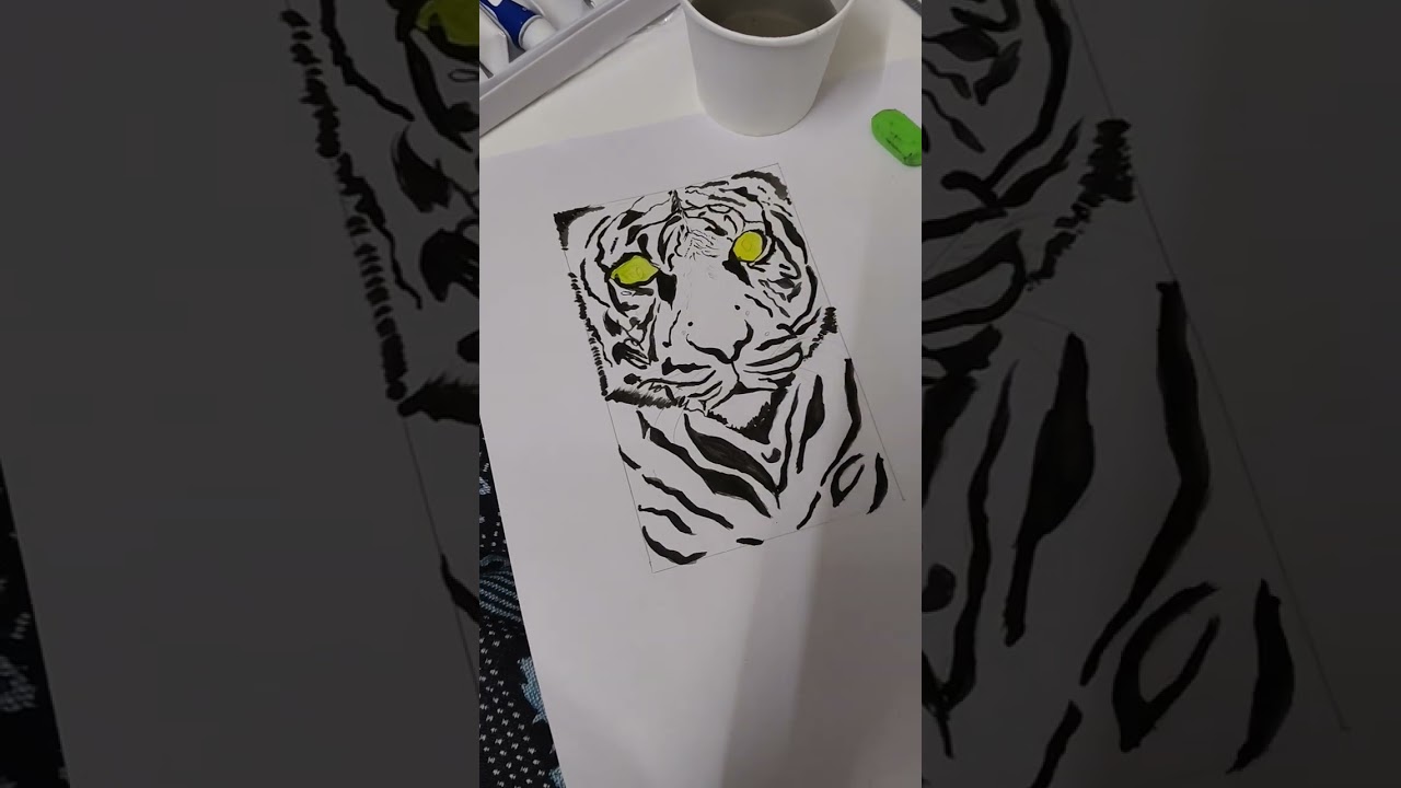 Quick, beginner friendly and easy acrylic Tiger painting 🐯 Learn it in just 5 min!!