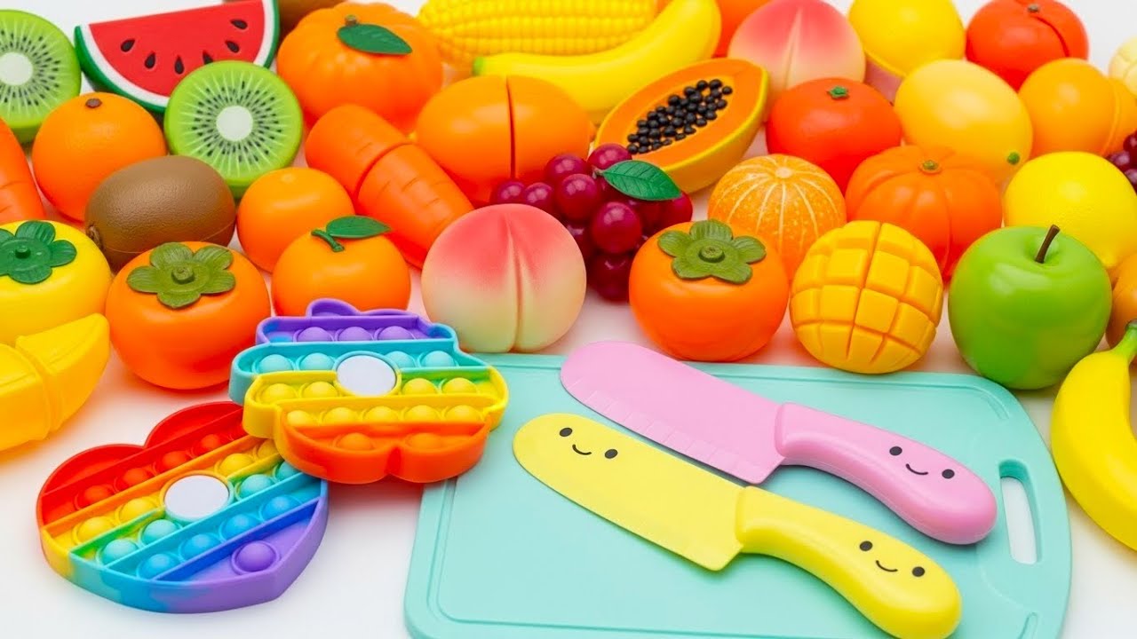 ASMR おままごと トントン♪おもちゃ フルーツ 切る音 Cutting Fruits Sounds ASMR with Clear Toy Cutting Sound