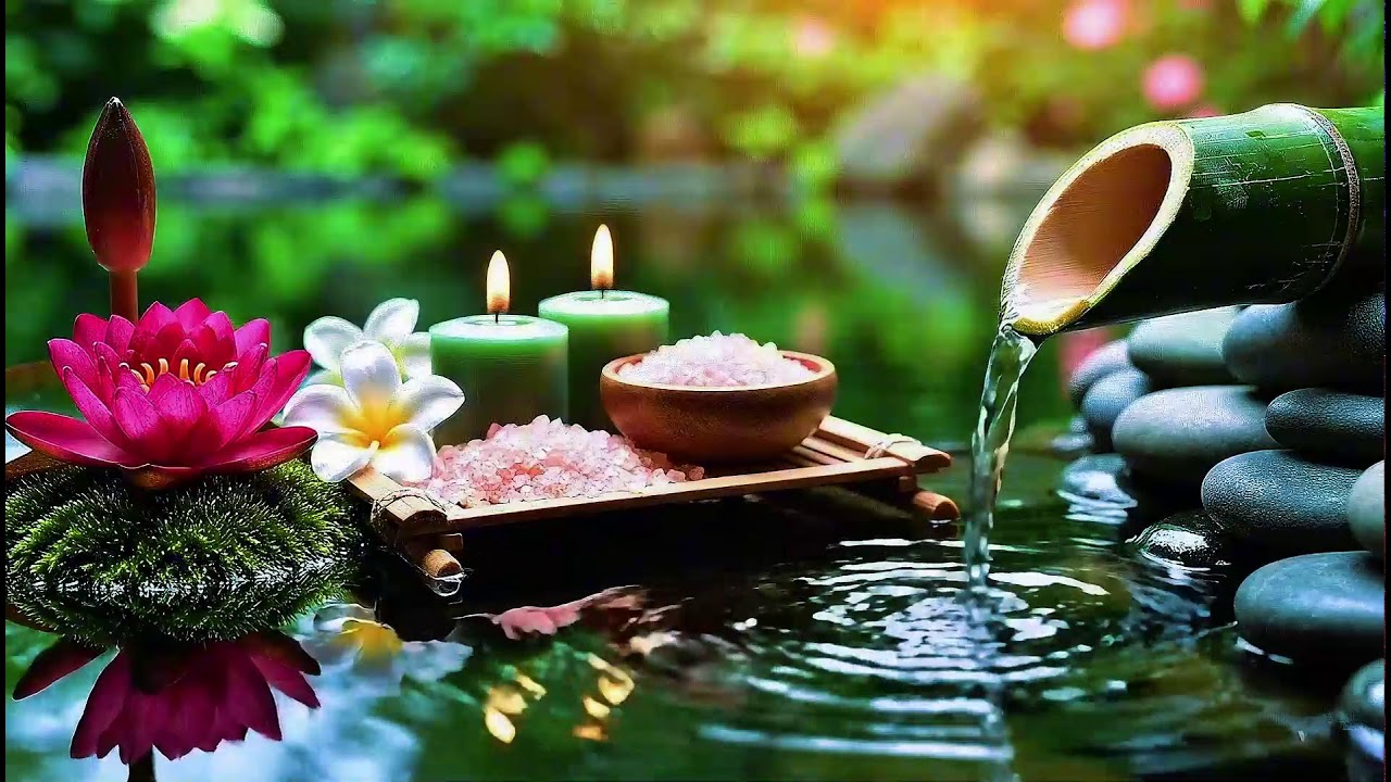 Relaxing Sleep Music with Bamboo Water Sounds 🌿Deep Healing Music for Calm Mind,Spa Ambience & Yoga
