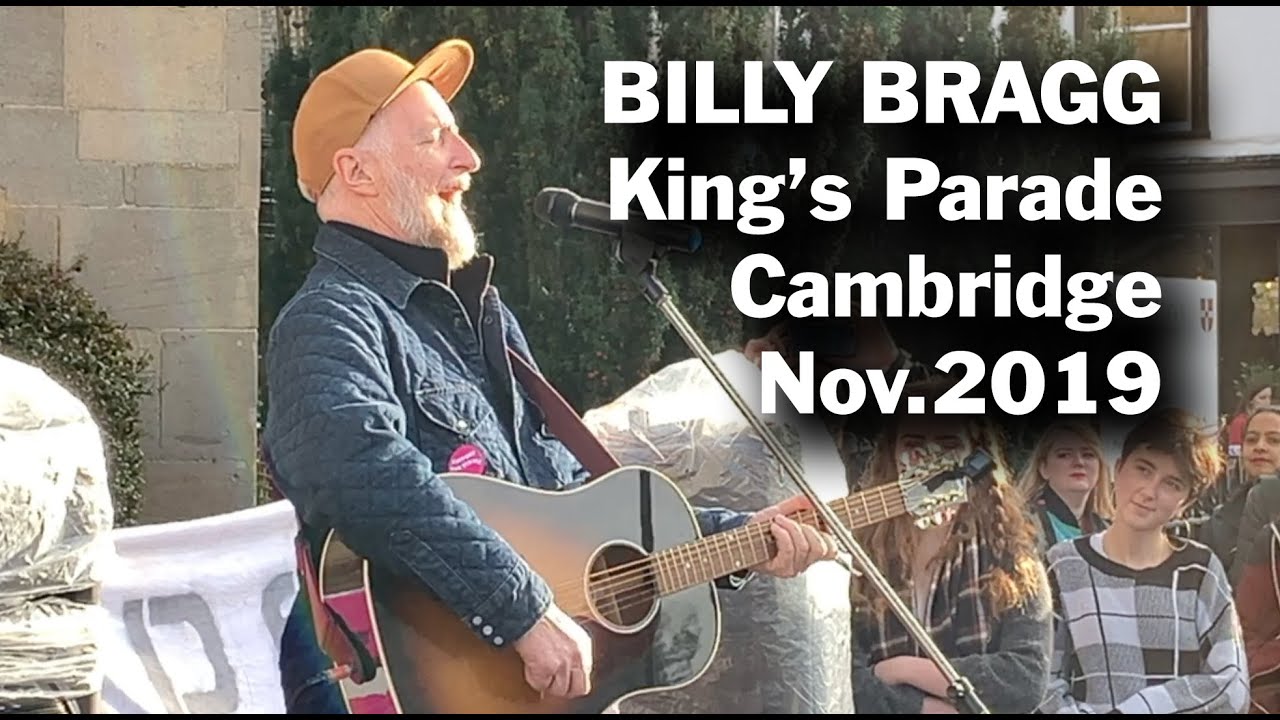Billy Bragg on King's Parade, Cambridge, 27 Nov 2019
