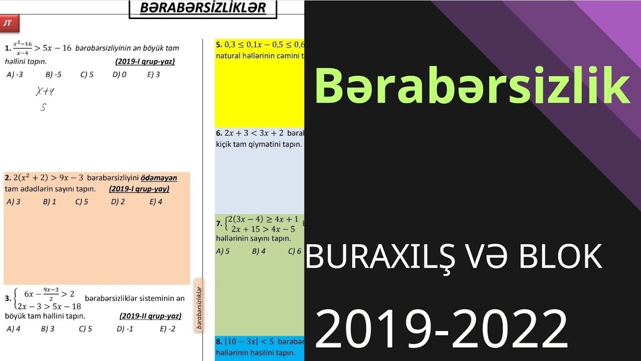 Bərabərsizlik Qəbul,Buraxılış sualları#buraxilisimtahani#blokimtahanı #dim