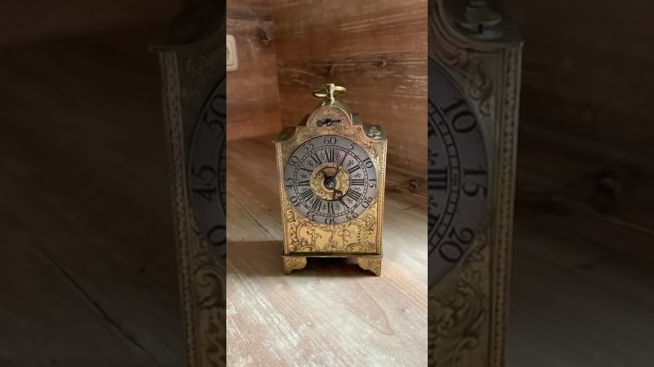 kleine antike barocke Reiseuhr, Spindeluhr, Wecker, Deutschland um 1760