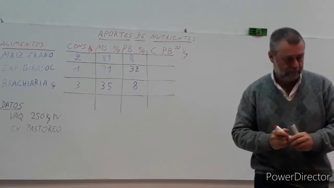 Cálculo de consumo de Proteína Bruta