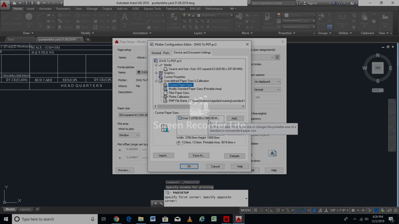 Page setup in Autocad For Edas