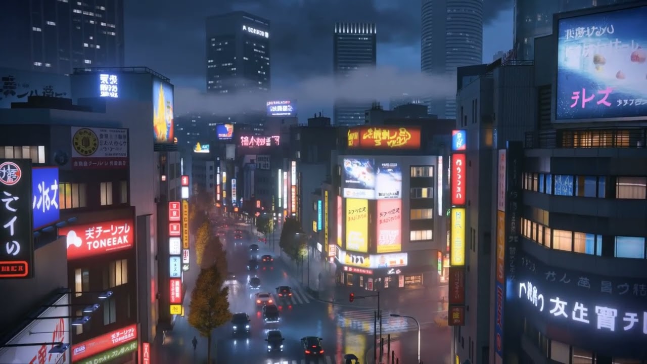 Tokyo by Night 🌃 Neon Streets & City traffic Ambience | 4K Relaxing Night City