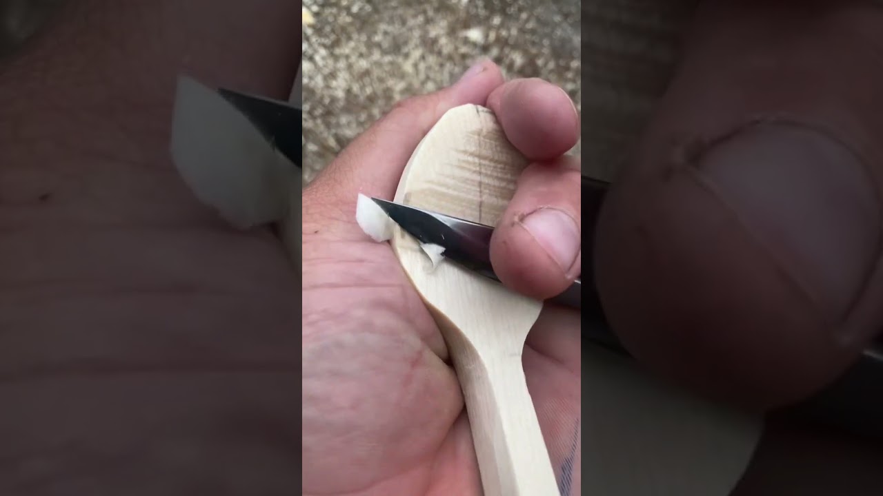 Shaping with the Mora while the wood is still green #spooncarving #greenwoodworking #shorts #asmr