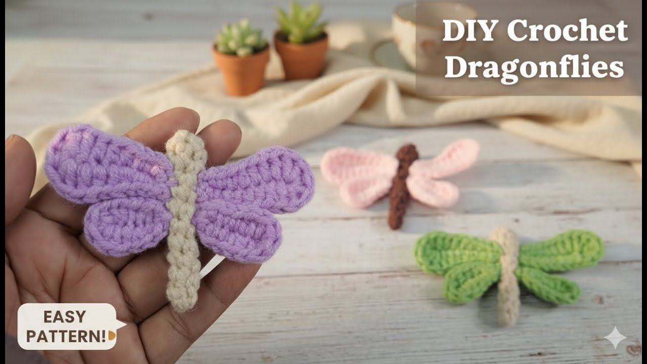 Crochet Dragonfly Tutorial, cara membuat rajutan capung