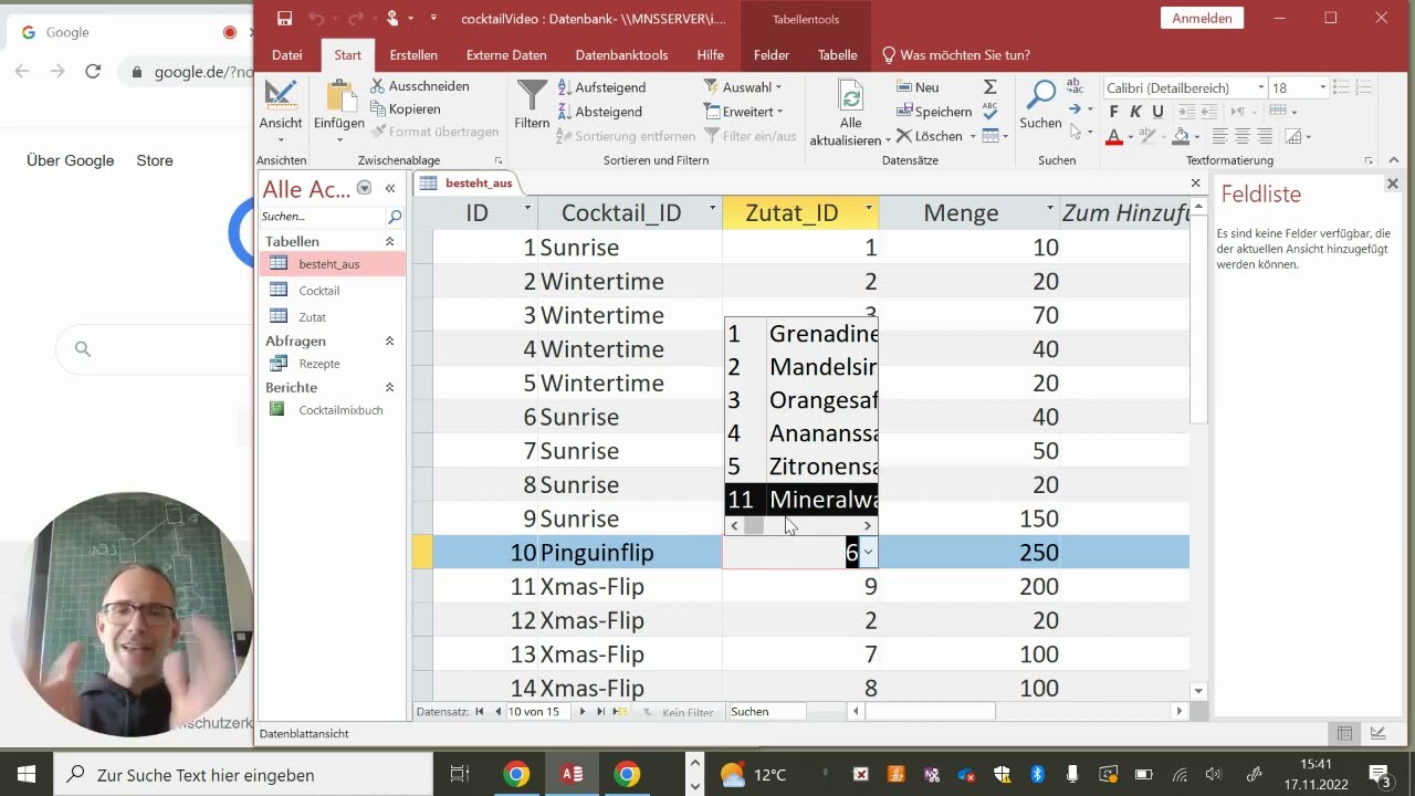 Umsetzung einer Cocktail-Datenbank mit MS Access